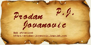 Prodan Jovanović vizit kartica